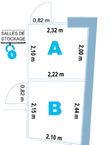 dimensions des salles de stockage dans la consigne à bagages