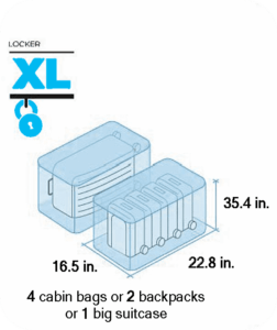 XL locker dimensions of Luggage storage